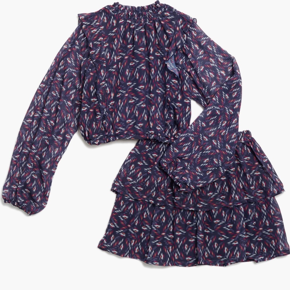 Koko + Mason Navy Ruffle Blouse and skirt size M NWT